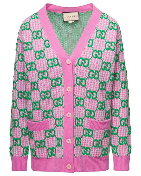 gucci pink and green cardigan.